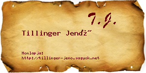 Tillinger Jenő névjegykártya
